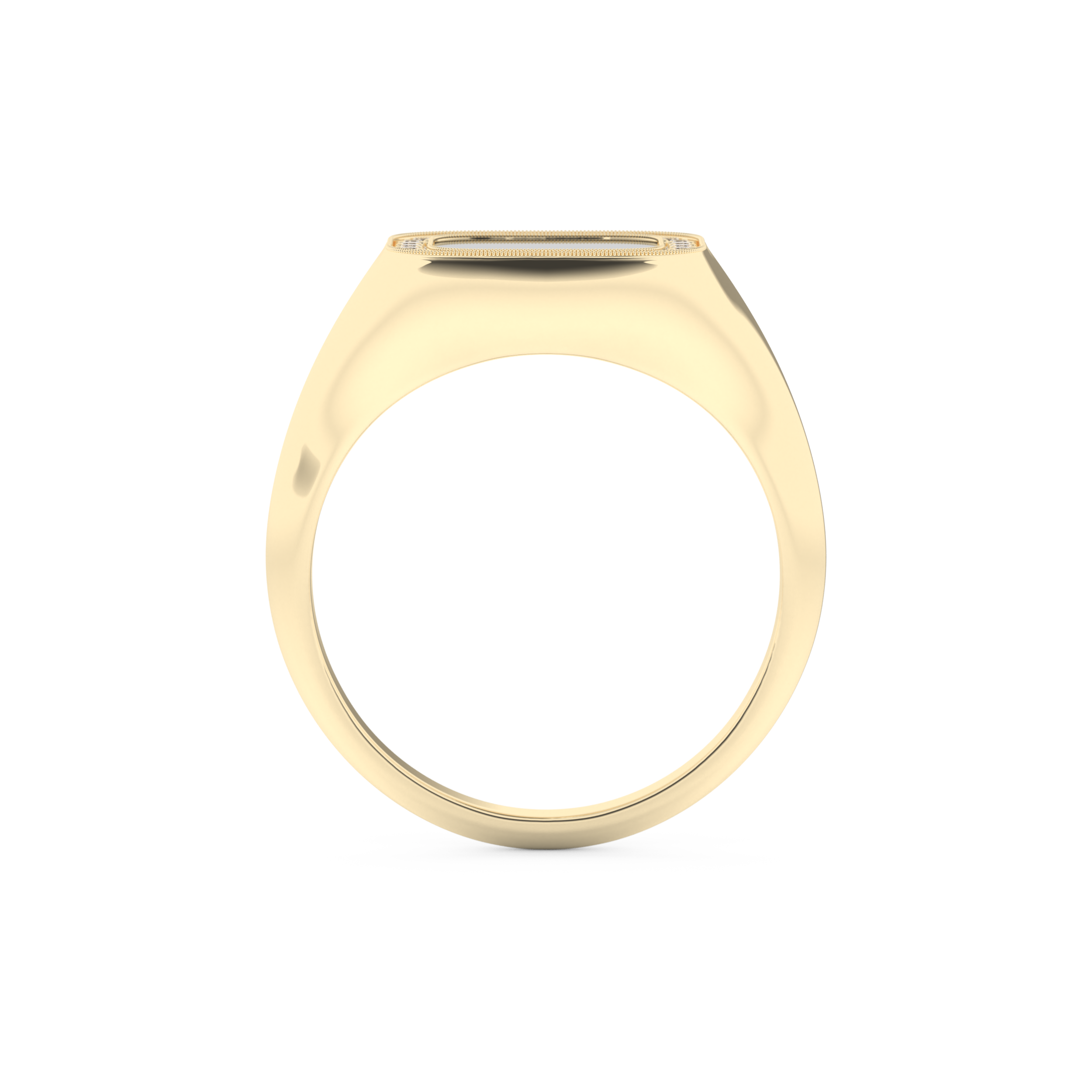 Signet Style Wedding Band with 0.15 CT Round Cut Moissanite – Yellow, White, or Rose Gold