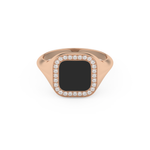 Signet Style Wedding Band with 0.15 CT Round Cut Moissanite – Yellow, White, or Rose Gold