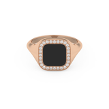 Signet Style Wedding Band with 0.15 CT Round Cut Moissanite – Yellow, White, or Rose Gold