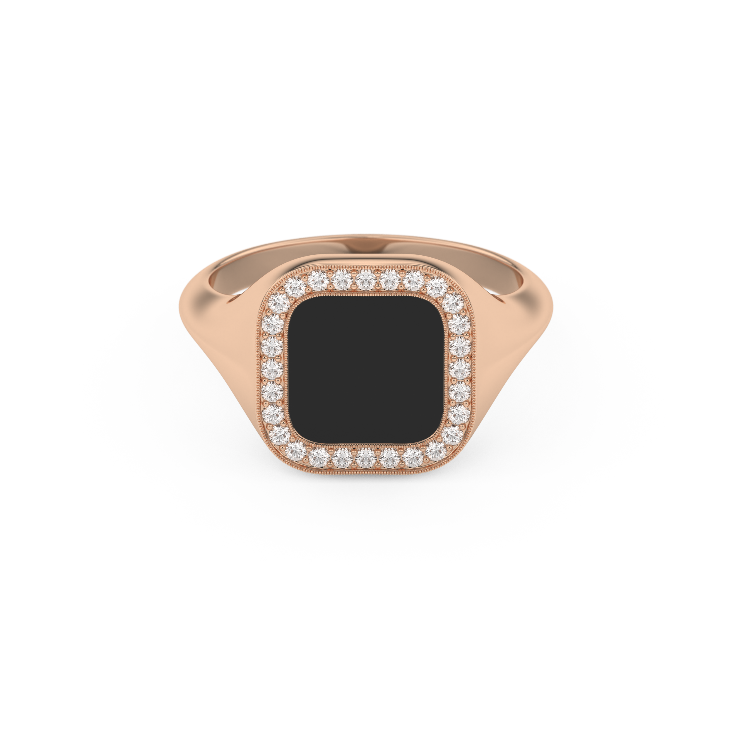 Signet Style Wedding Band with 0.15 CT Round Cut Moissanite – Yellow, White, or Rose Gold