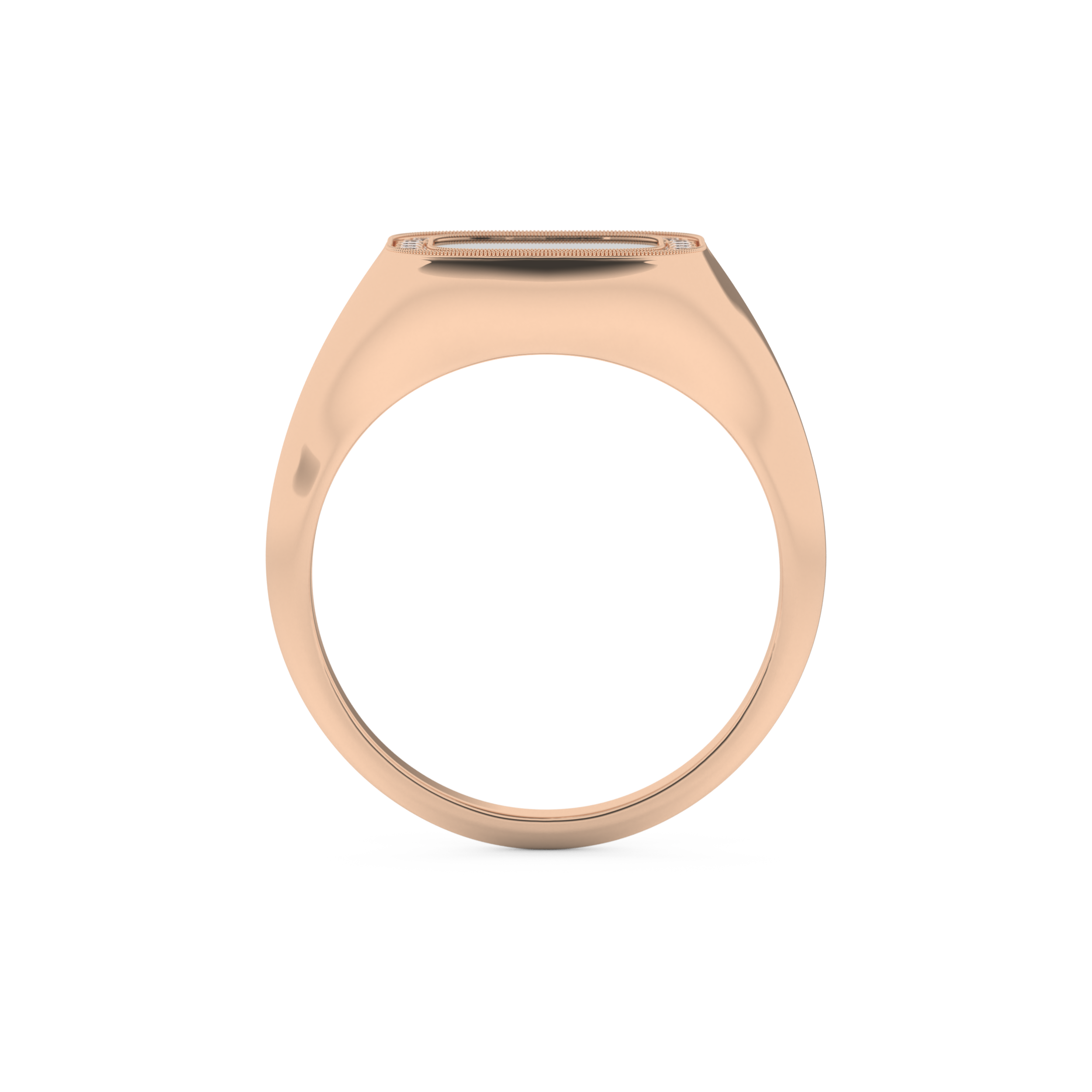 Signet Style Wedding Band with 0.15 CT Round Cut Moissanite – Yellow, White, or Rose Gold