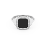 Signet Style Wedding Band with 0.15 CT Round Cut Moissanite – Yellow, White, or Rose Gold