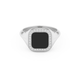Signet Style Wedding Band with 0.15 CT Round Cut Moissanite – Yellow, White, or Rose Gold