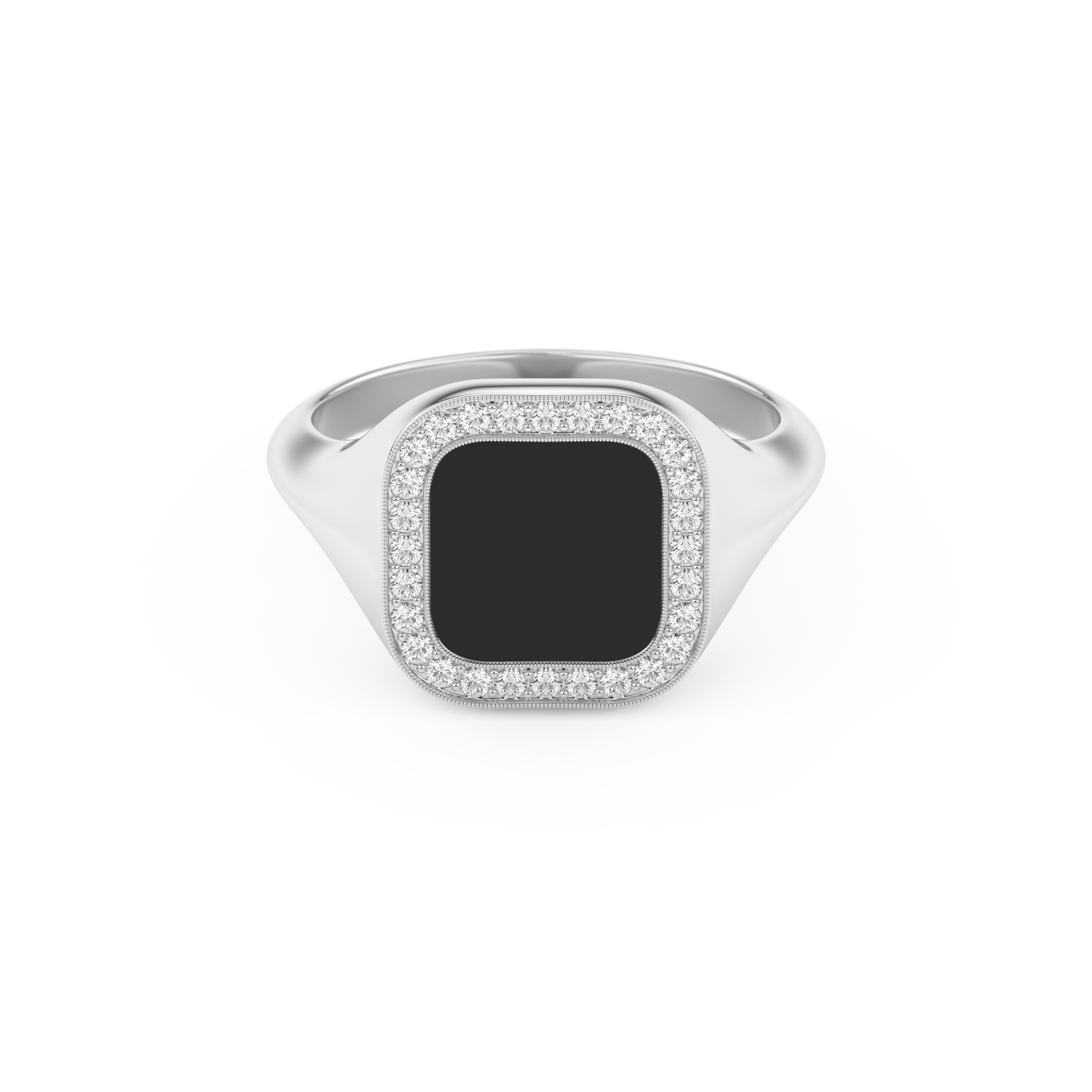 Signet Style Wedding Band with 0.15 CT Round Cut Moissanite – Yellow, White, or Rose Gold