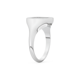 Signet Style Wedding Band with 0.15 CT Round Cut Moissanite – Yellow, White, or Rose Gold