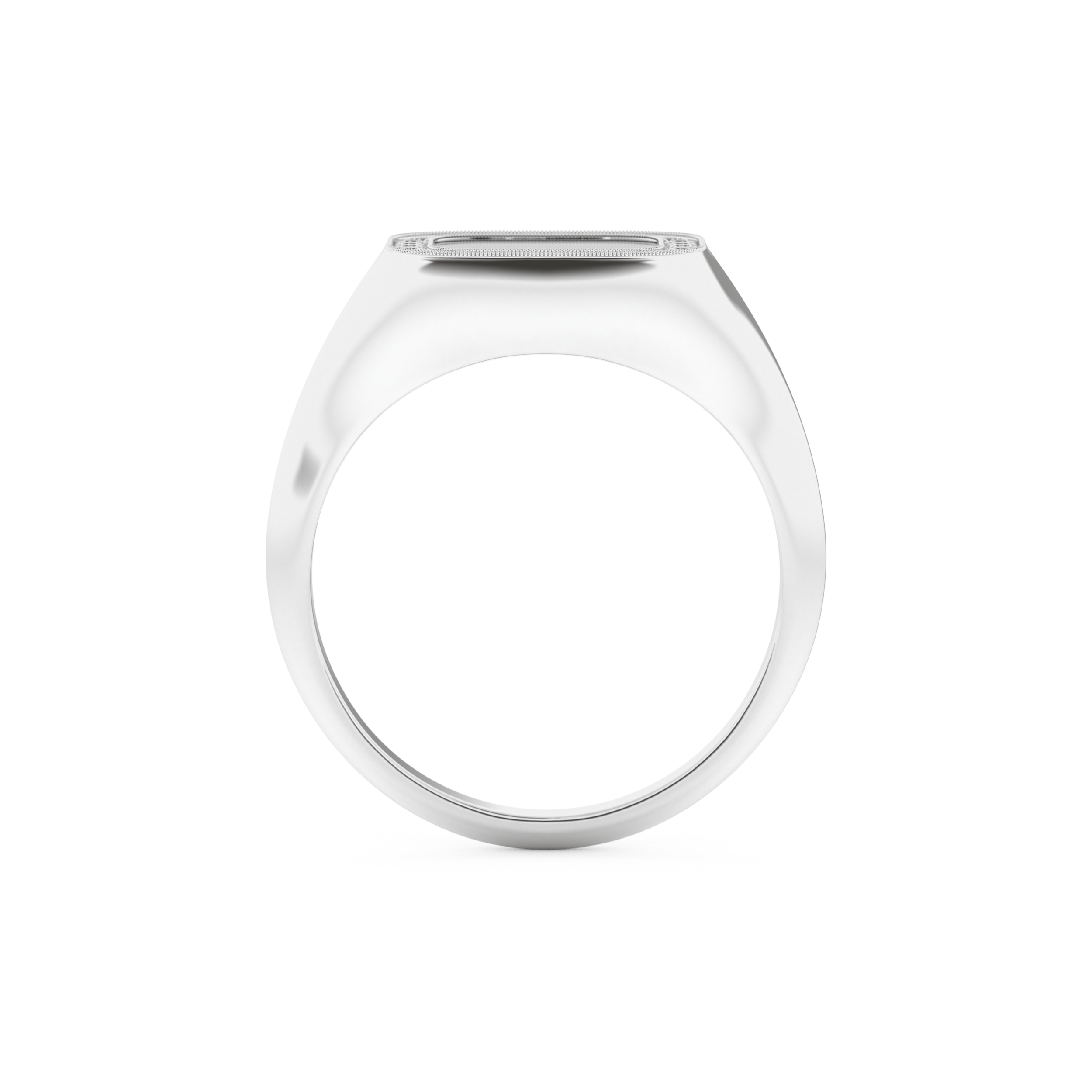 Signet Style Wedding Band with 0.15 CT Round Cut Moissanite – Yellow, White, or Rose Gold