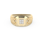 Patterned Style Wedding Band with 0.381 CT Round and Princess Cut Moissanite – Yellow, White, or Rose Gold
