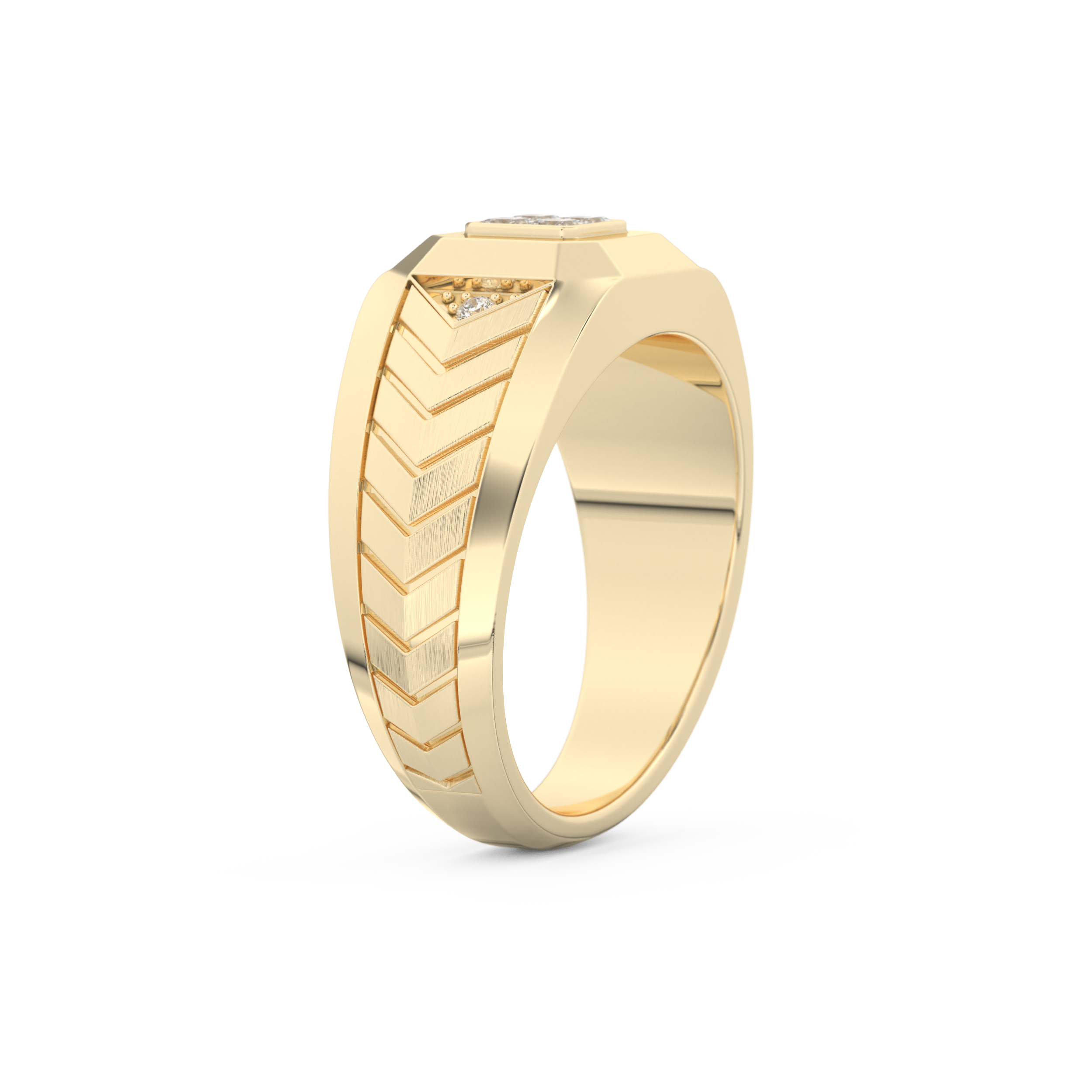 Patterned Style Wedding Band with 0.381 CT Round and Princess Cut Moissanite – Yellow, White, or Rose Gold