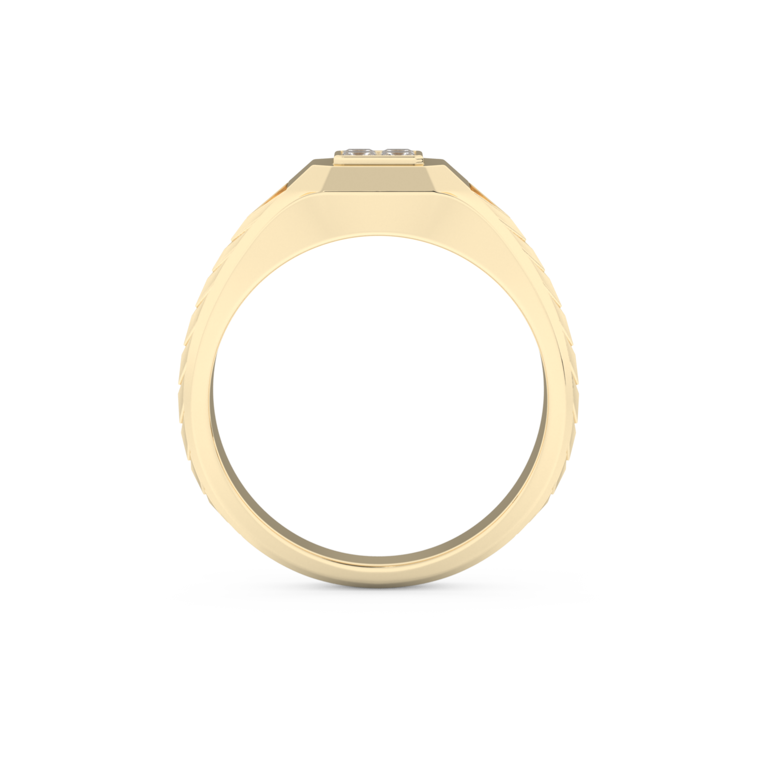 Patterned Style Wedding Band with 0.381 CT Round and Princess Cut Moissanite – Yellow, White, or Rose Gold