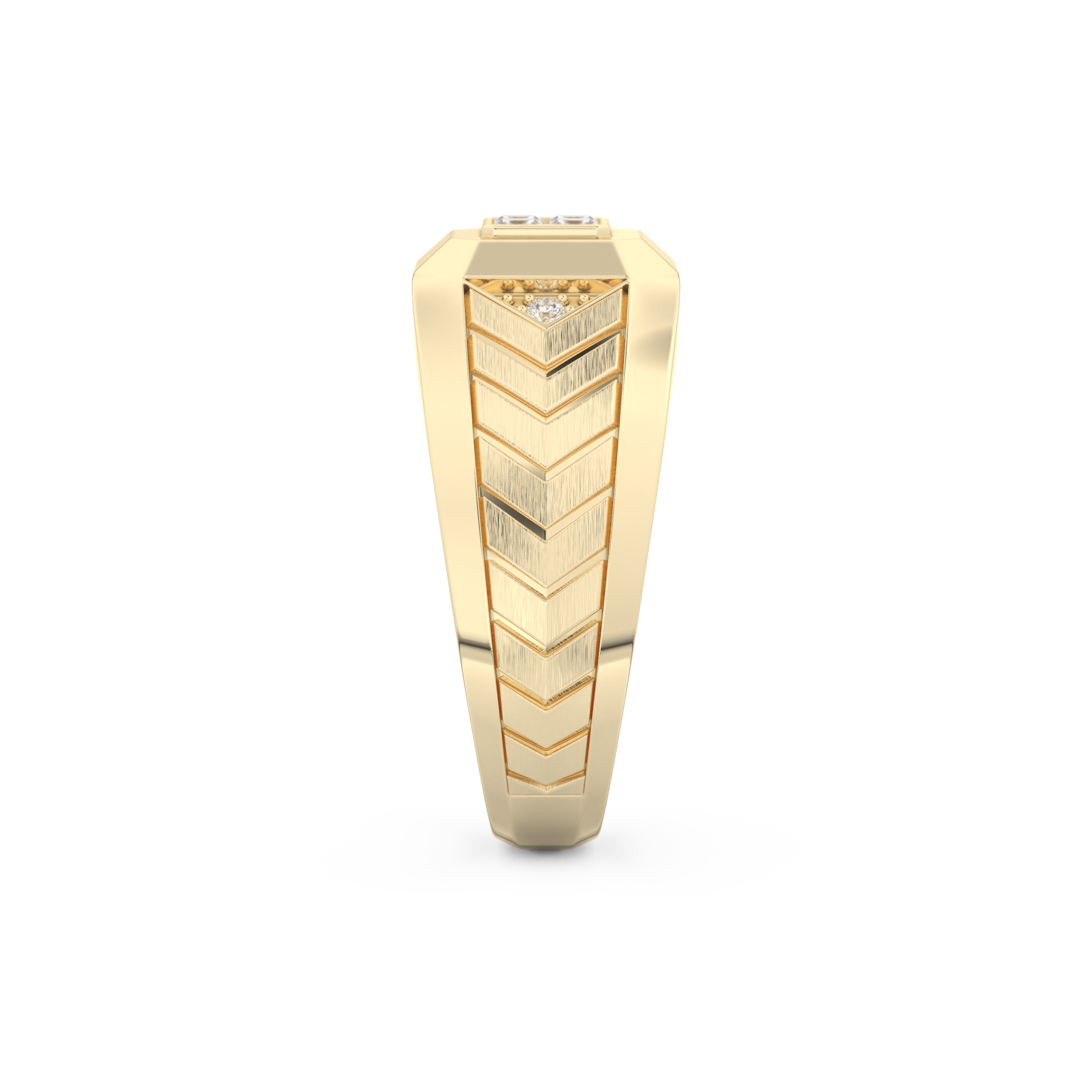 Patterned Style Wedding Band with 0.381 CT Round and Princess Cut Moissanite – Yellow, White, or Rose Gold