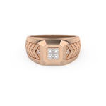 Patterned Style Wedding Band with 0.381 CT Round and Princess Cut Moissanite – Yellow, White, or Rose Gold