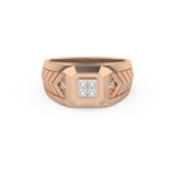 Patterned Style Wedding Band with 0.381 CT Round and Princess Cut Moissanite – Yellow, White, or Rose Gold