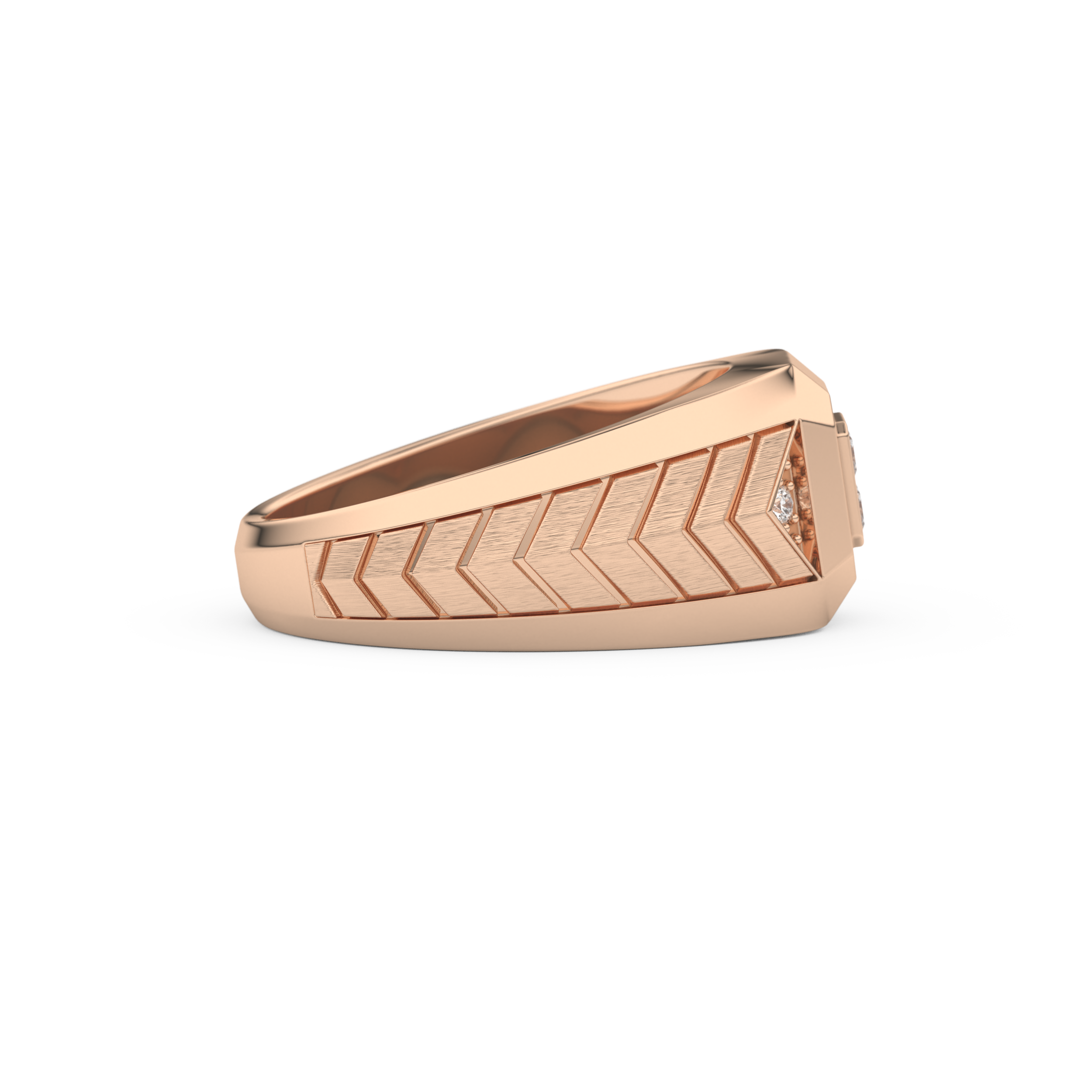 Patterned Style Wedding Band with 0.381 CT Round and Princess Cut Moissanite – Yellow, White, or Rose Gold
