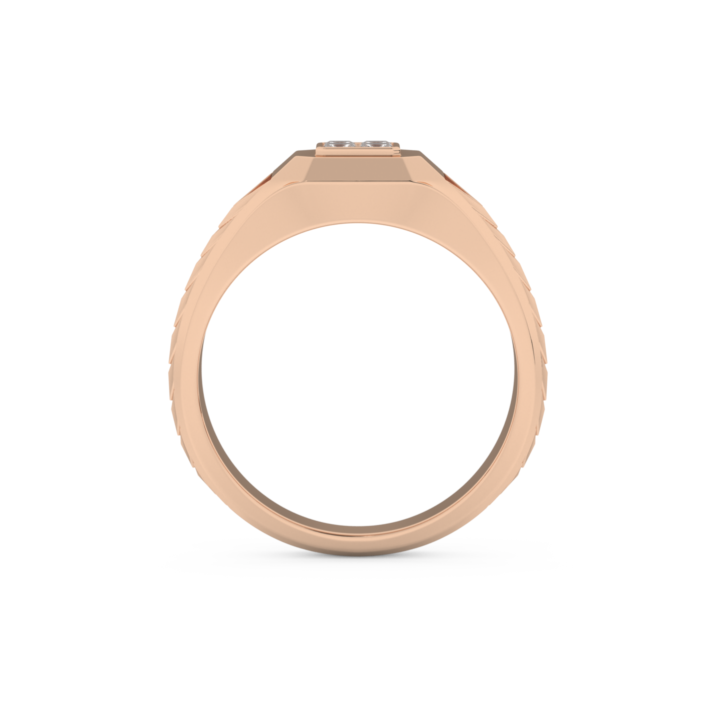 Patterned Style Wedding Band with 0.381 CT Round and Princess Cut Moissanite – Yellow, White, or Rose Gold