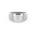 Patterned Style Wedding Band with 0.381 CT Round and Princess Cut Moissanite – Yellow, White, or Rose Gold