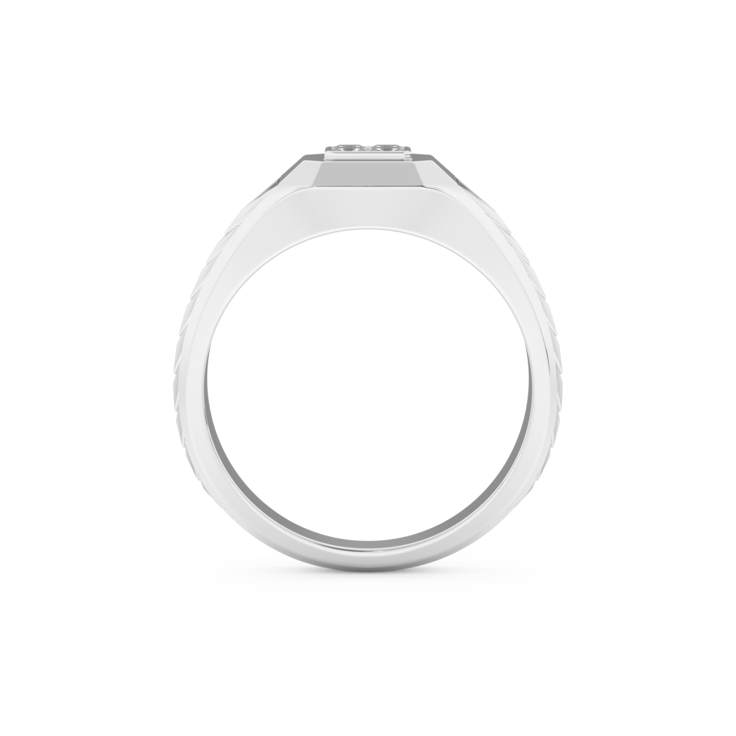 Patterned Style Wedding Band with 0.381 CT Round and Princess Cut Moissanite – Yellow, White, or Rose Gold