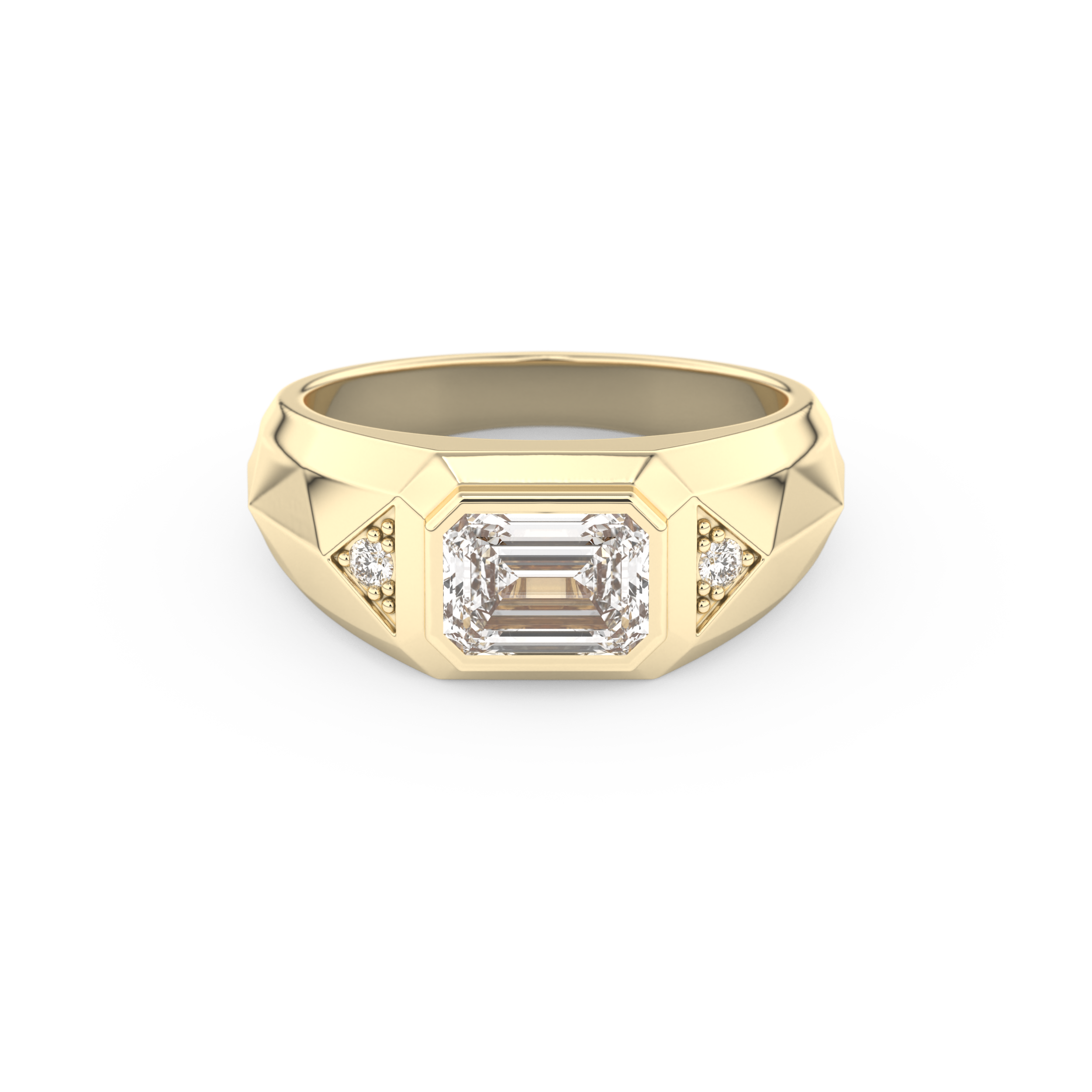 Emerald Geometric Men's Wedding Moissanite Band – Yellow, White, or Rose Gold 7