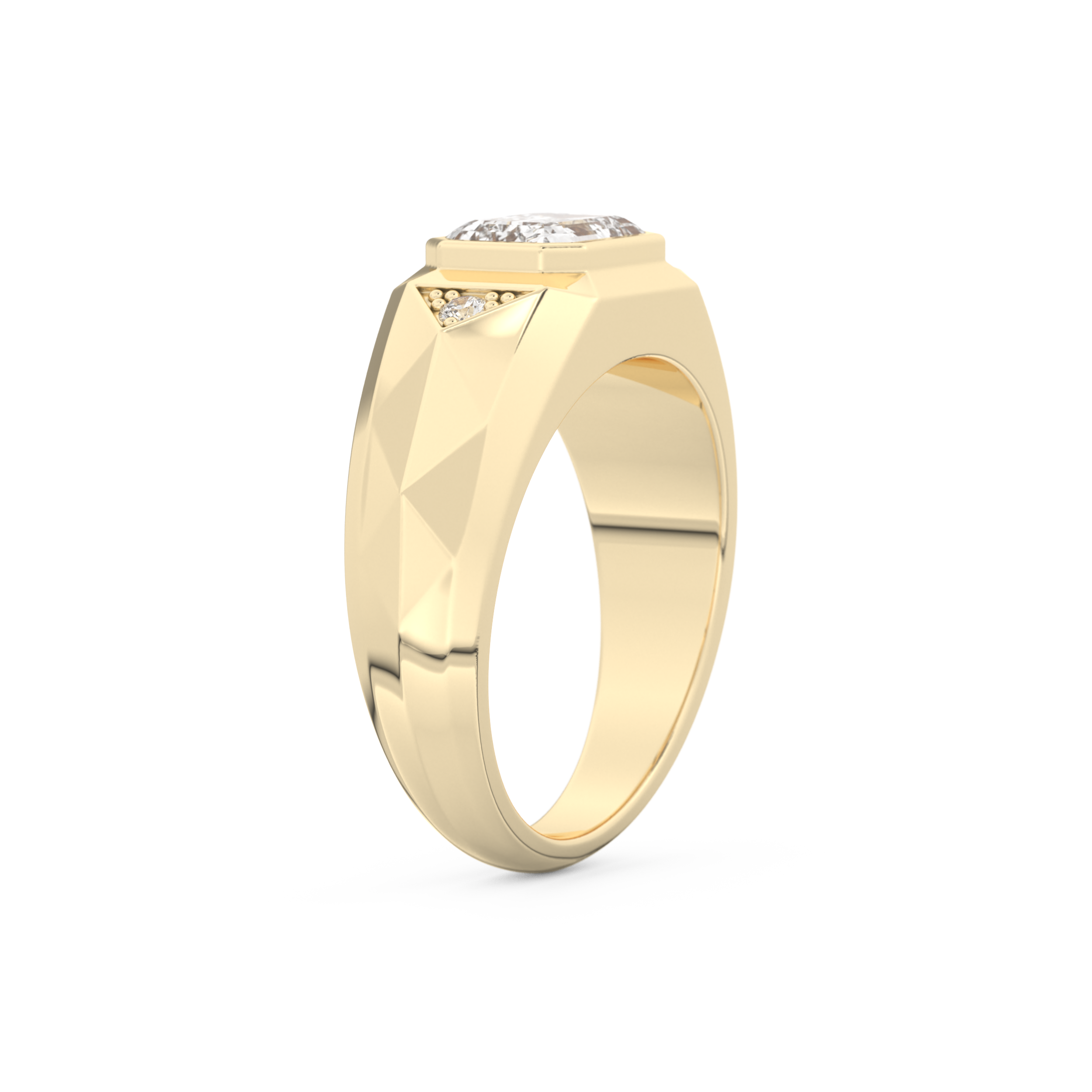 Emerald Geometric Men's Wedding Moissanite Band – Yellow, White, or Rose Gold 10
