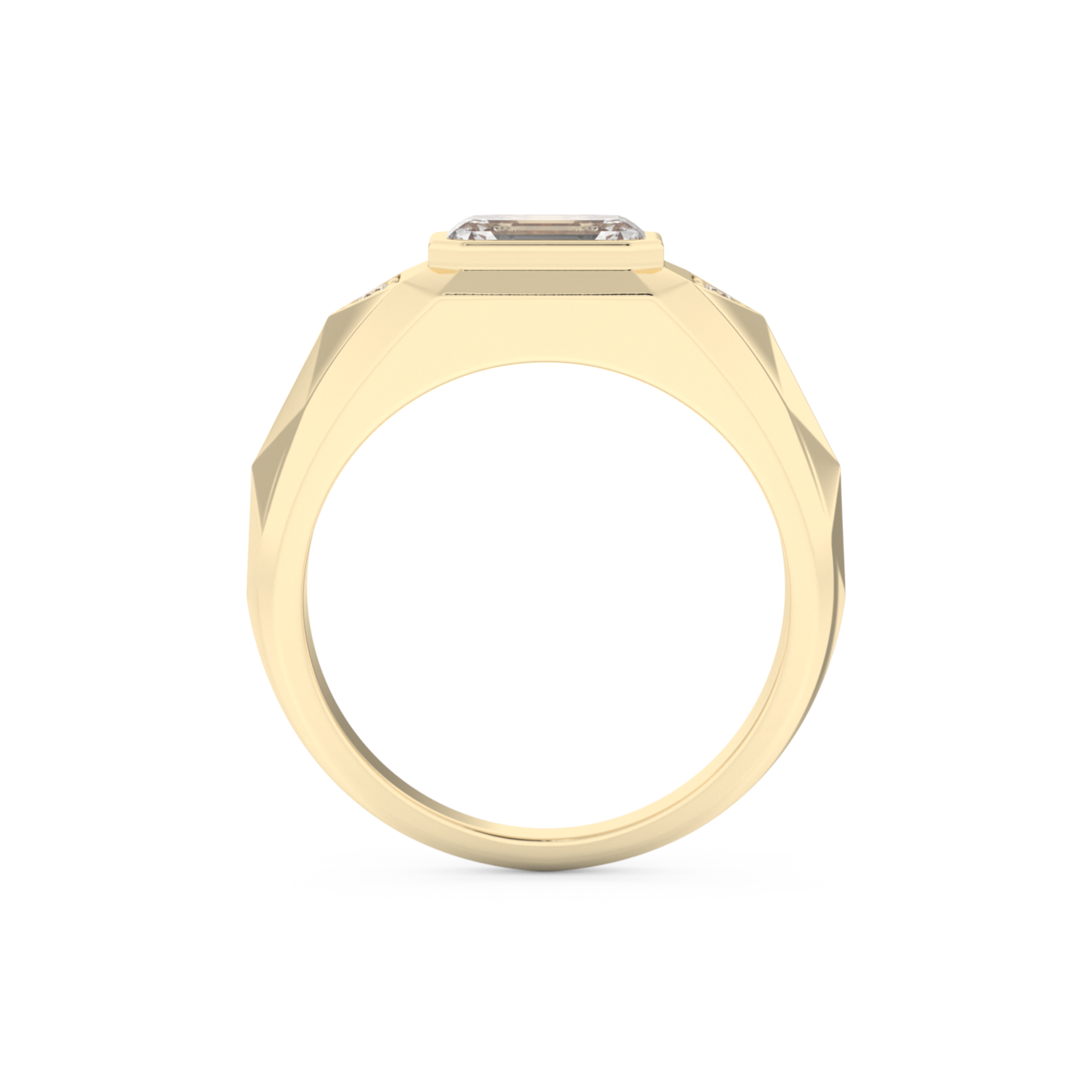 Emerald Geometric Men's Wedding Moissanite Band – Yellow, White, or Rose Gold 11