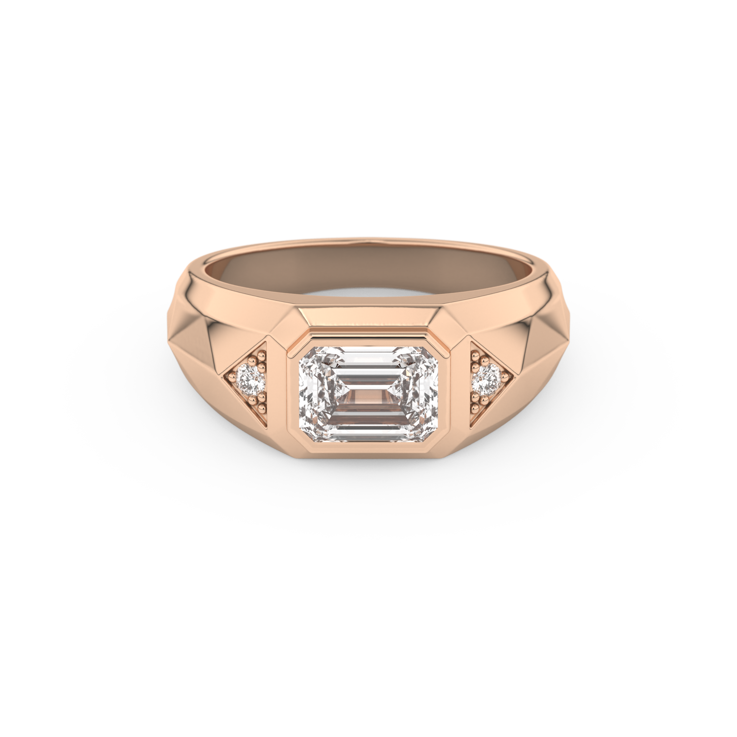 Emerald Geometric Men's Wedding Moissanite Band – Yellow, White, or Rose Gold 13