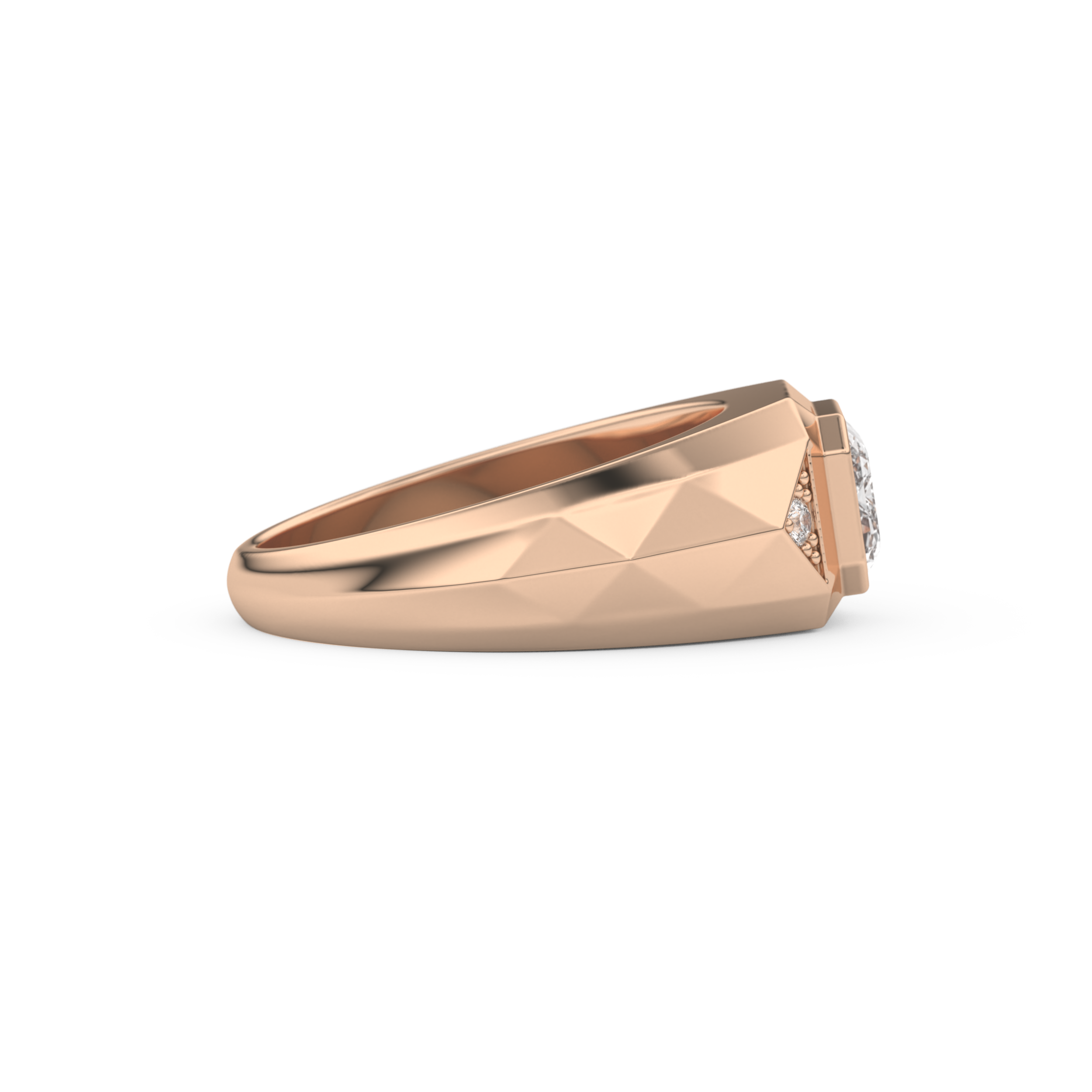 Emerald Geometric Men's Wedding Moissanite Band – Yellow, White, or Rose Gold 14
