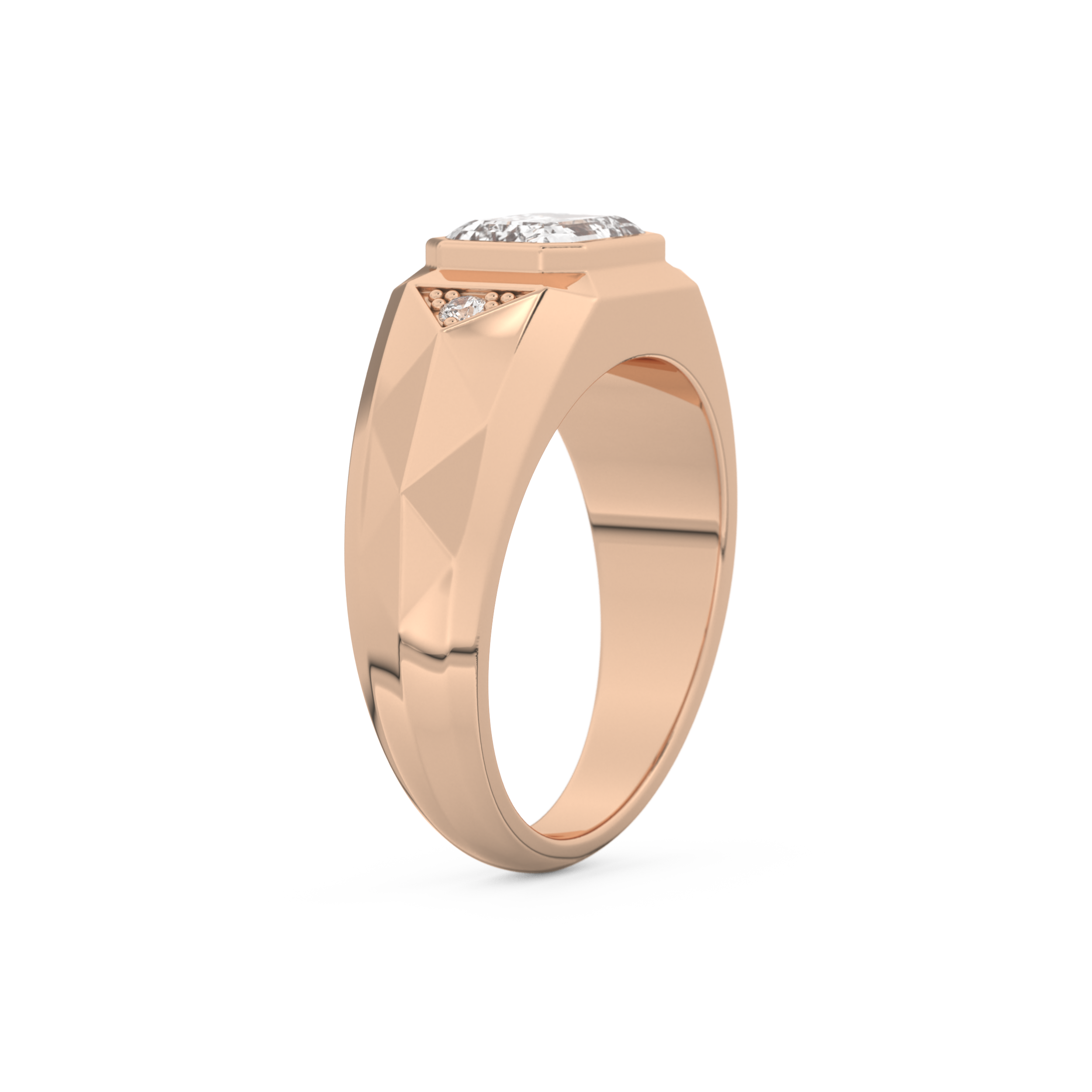 Emerald Geometric Men's Wedding Moissanite Band – Yellow, White, or Rose Gold 16