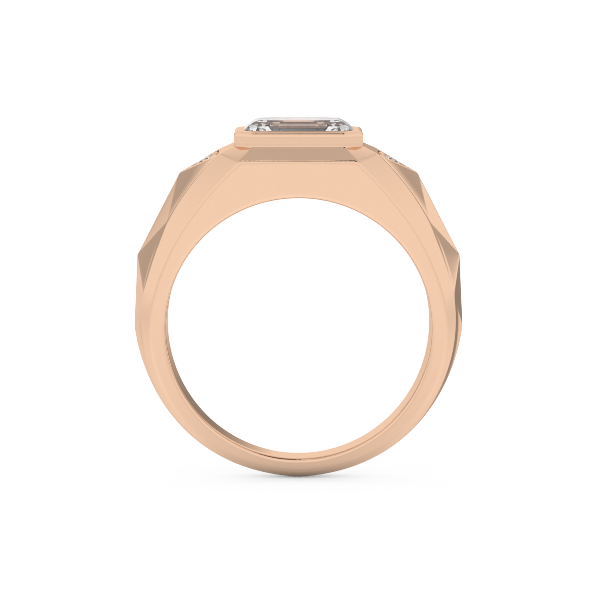 Emerald Geometric Men's Wedding Moissanite Band – Yellow, White, or Rose Gold 17