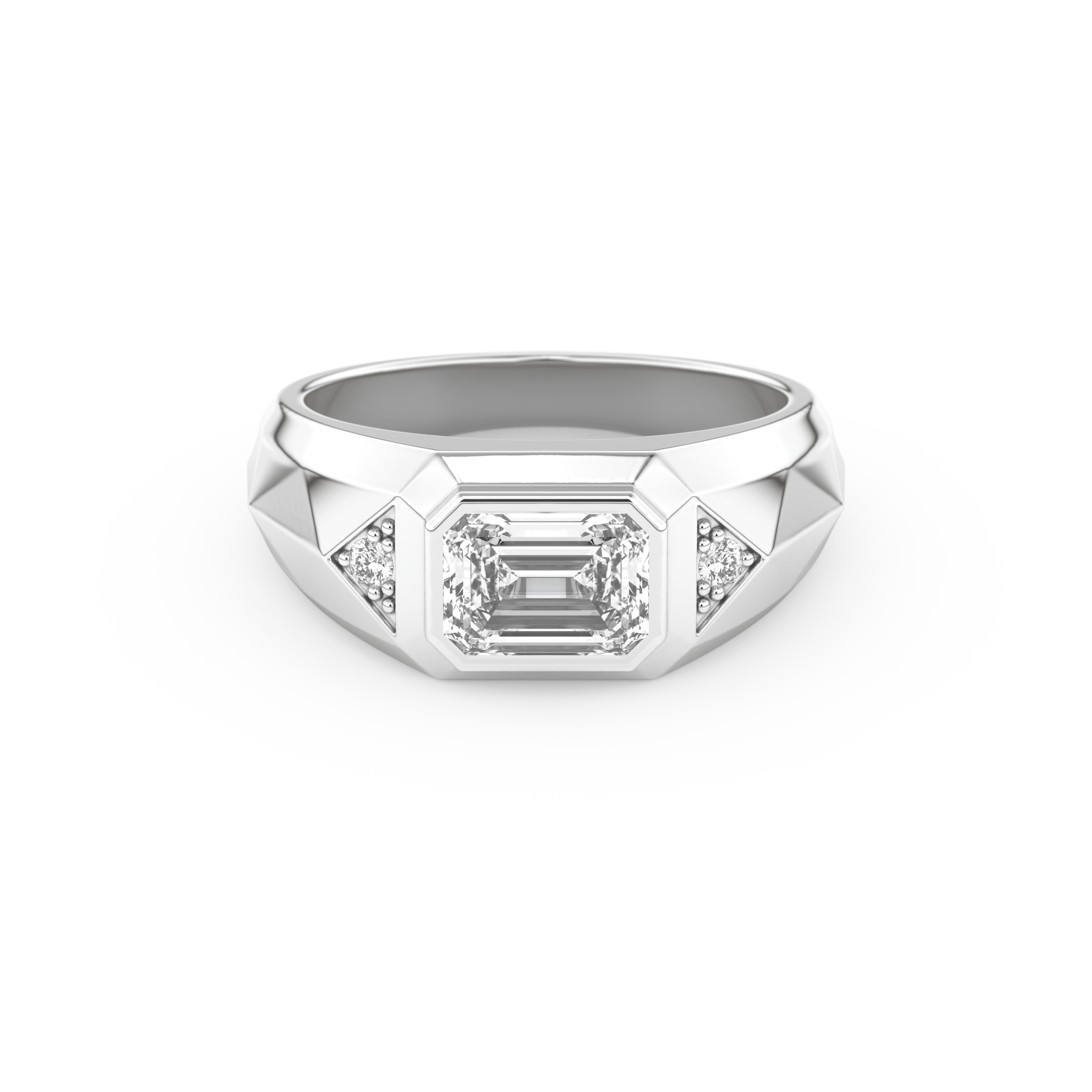 Emerald Geometric Men's Wedding Moissanite Band – Yellow, White, or Rose Gold 1
