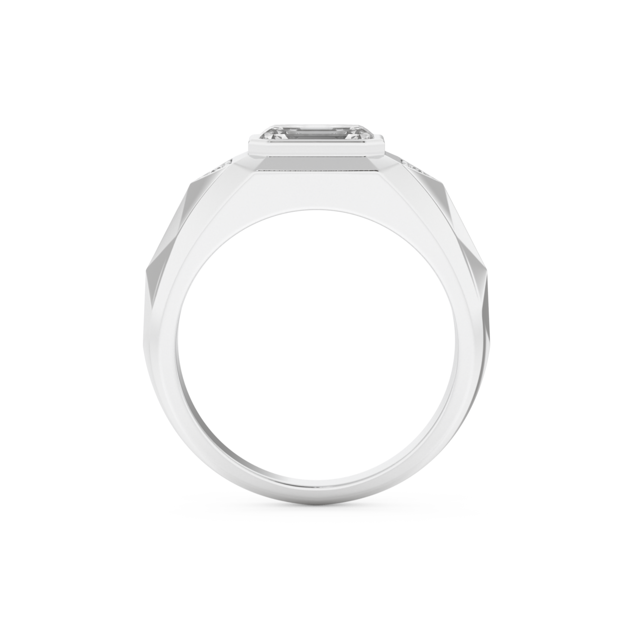 Emerald Geometric Men's Wedding Moissanite Band – Yellow, White, or Rose Gold 4