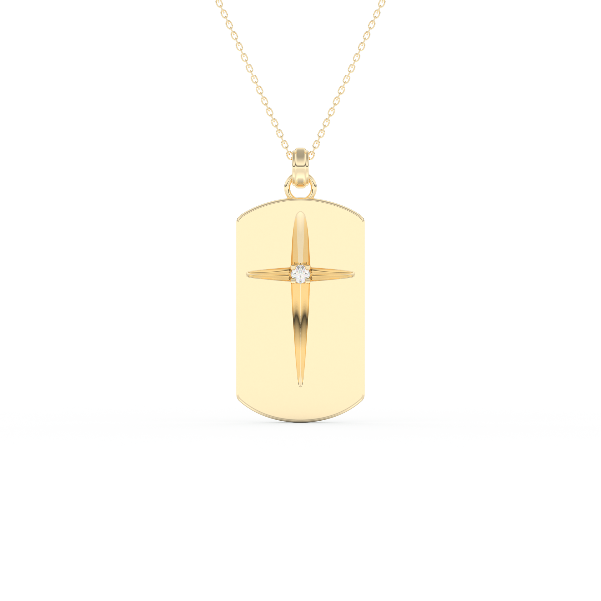 Stunning 0.6 CT Round Moissanite Diamond Cross Bar Necklace in Solid Gold
