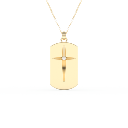 Stunning 0.6 CT Round Moissanite Diamond Cross Bar Necklace in Solid Gold