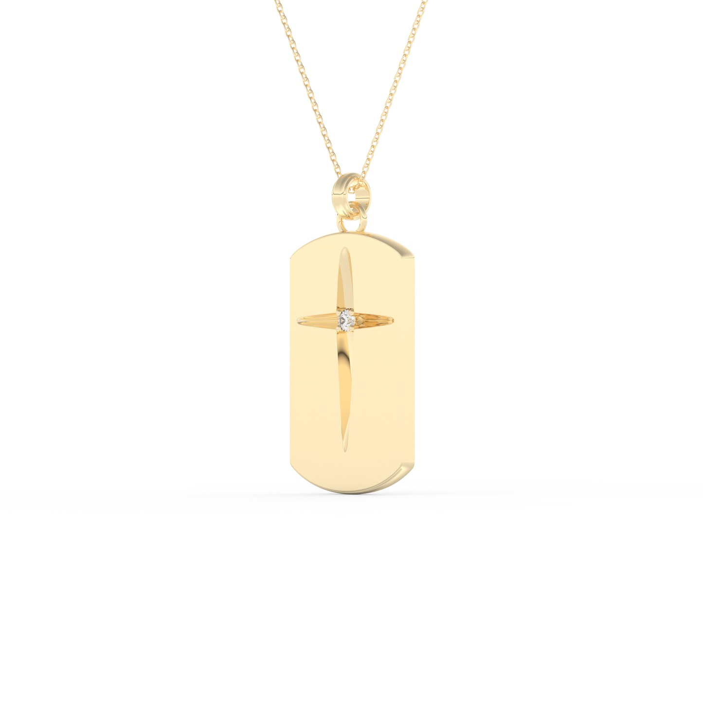 Stunning 0.6 CT Round Moissanite Diamond Cross Bar Necklace in Solid Gold
