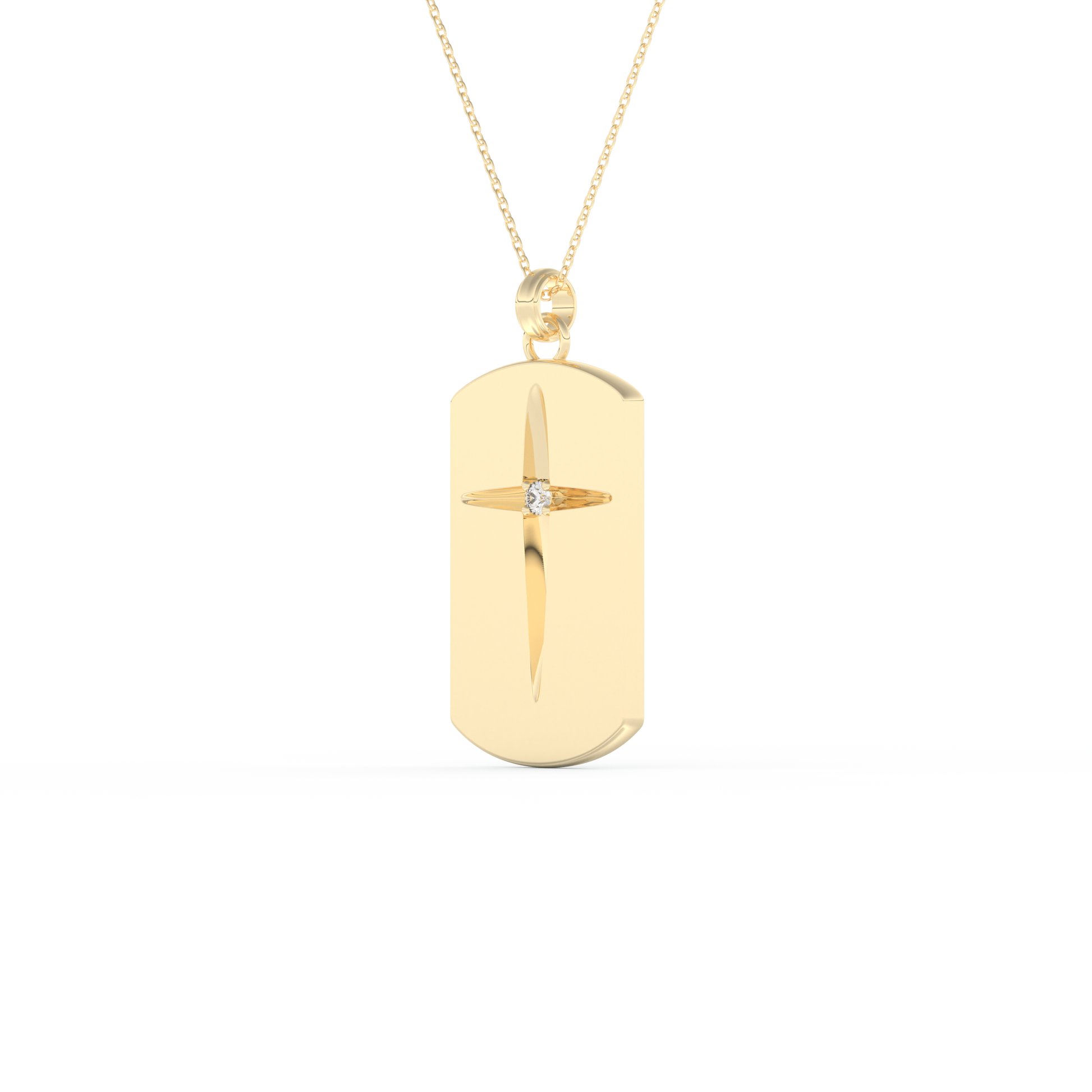 Stunning 0.6 CT Round Moissanite Diamond Cross Bar Necklace in Solid Gold