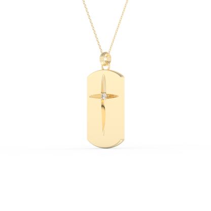 Stunning 0.6 CT Round Moissanite Diamond Cross Bar Necklace in Solid Gold