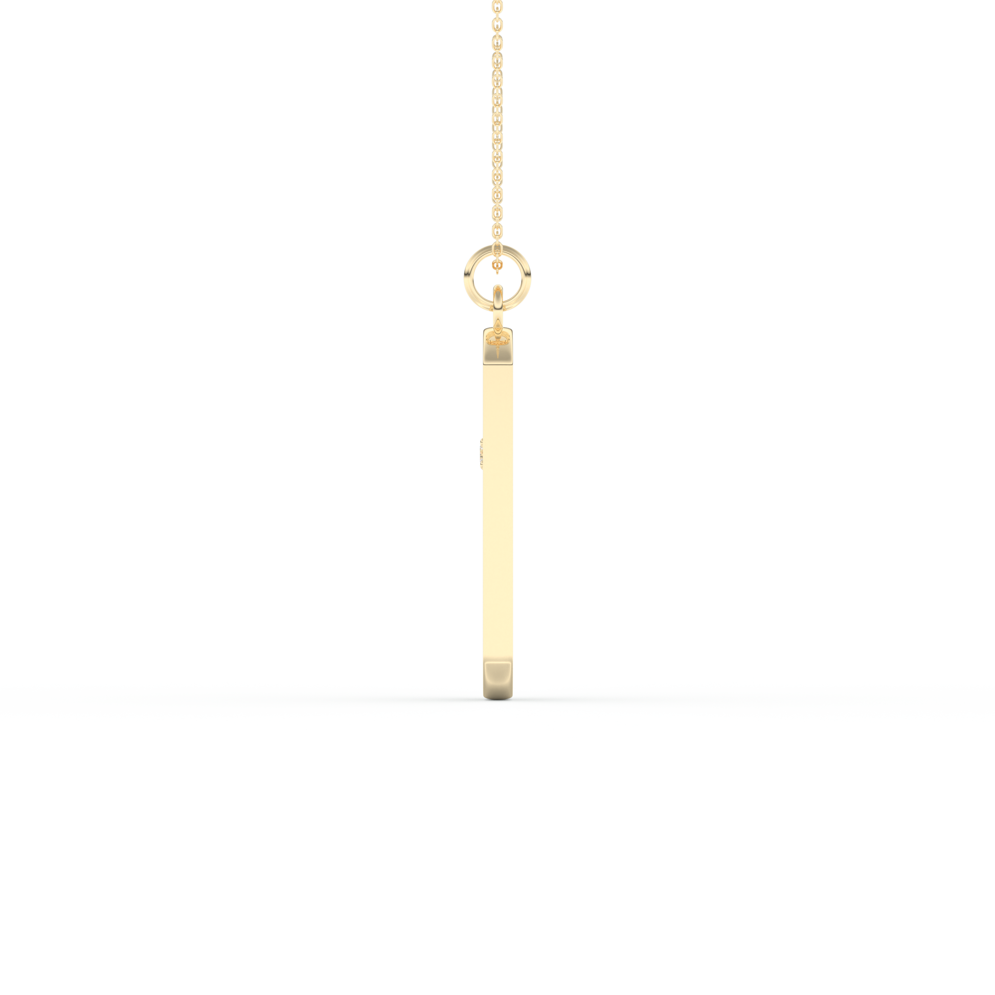 Stunning 0.6 CT Round Moissanite Diamond Cross Bar Necklace in Solid Gold