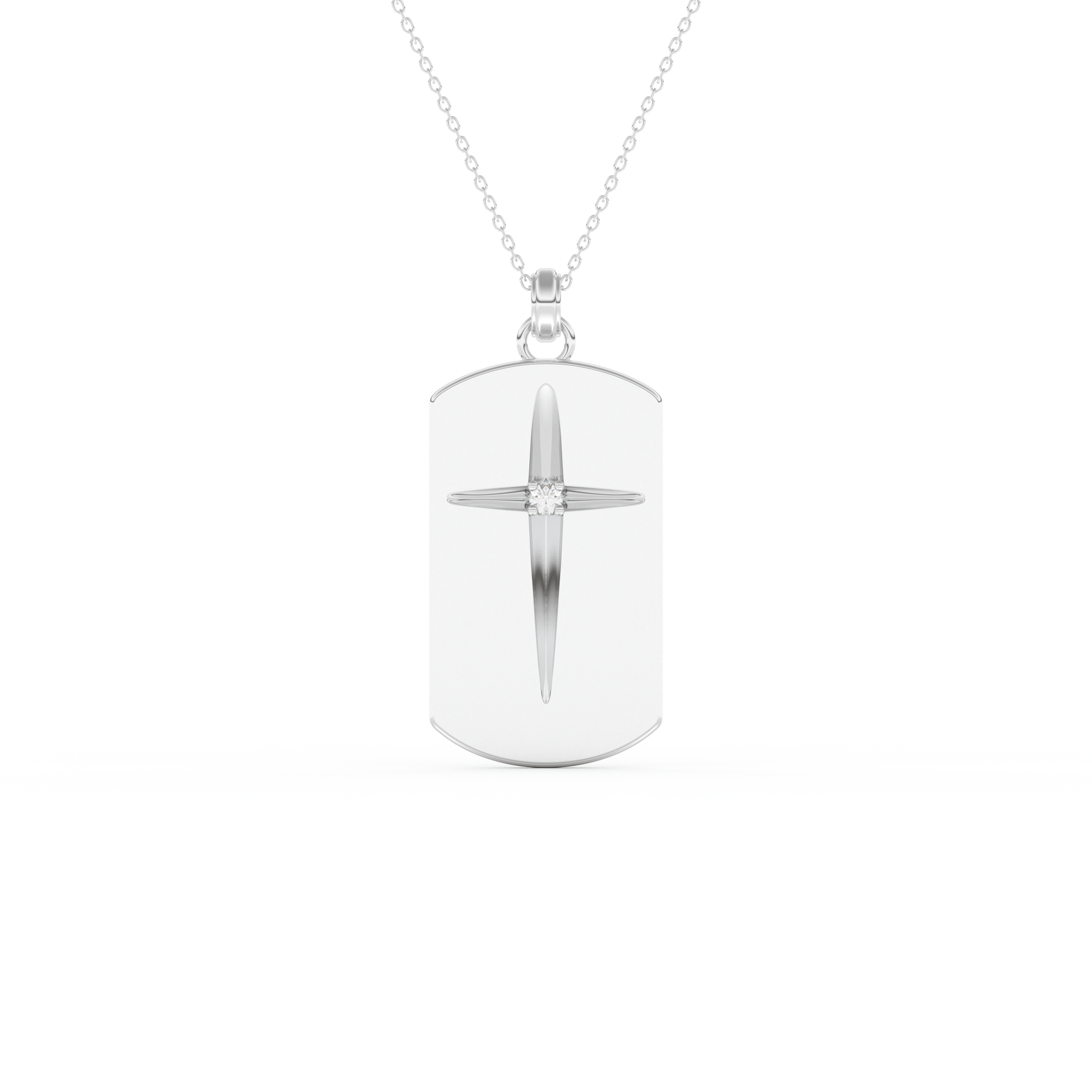 Stunning 0.6 CT Round Moissanite Diamond Cross Bar Necklace in Solid Gold