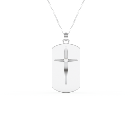 Stunning 0.6 CT Round Moissanite Diamond Cross Bar Necklace in Solid Gold