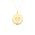 Stunning 0.09 CT Round Moissanite Diamond Compass Shaped Necklace in Solid Gold