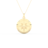 Stunning 0.09 CT Round Moissanite Diamond Compass Shaped Necklace in Solid Gold