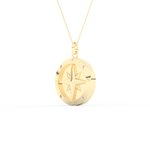 Stunning 0.09 CT Round Moissanite Diamond Compass Shaped Necklace in Solid Gold