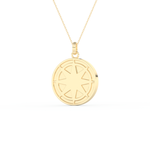 Stunning 0.09 CT Round Moissanite Diamond Compass Shaped Necklace in Solid Gold