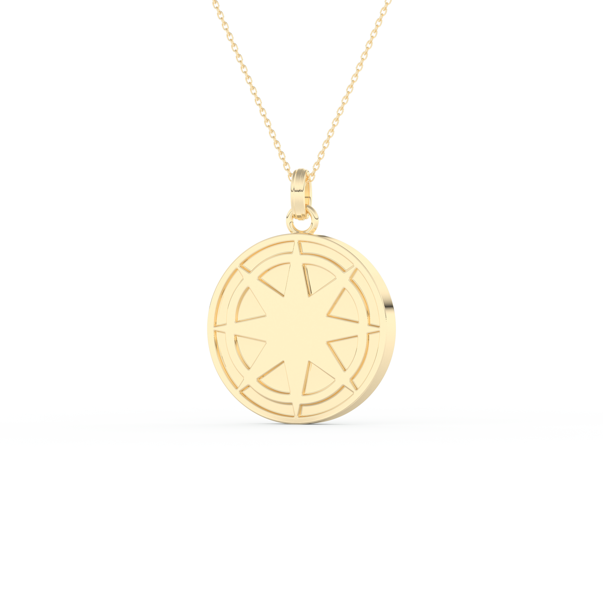 Stunning 0.09 CT Round Moissanite Diamond Compass Shaped Necklace in Solid Gold