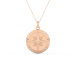Stunning 0.09 CT Round Moissanite Diamond Compass Shaped Necklace in Solid Gold