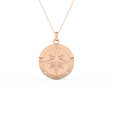 Stunning 0.09 CT Round Moissanite Diamond Compass Shaped Necklace in Solid Gold