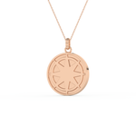 Stunning 0.09 CT Round Moissanite Diamond Compass Shaped Necklace in Solid Gold