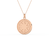 Stunning 0.09 CT Round Moissanite Diamond Compass Shaped Necklace in Solid Gold