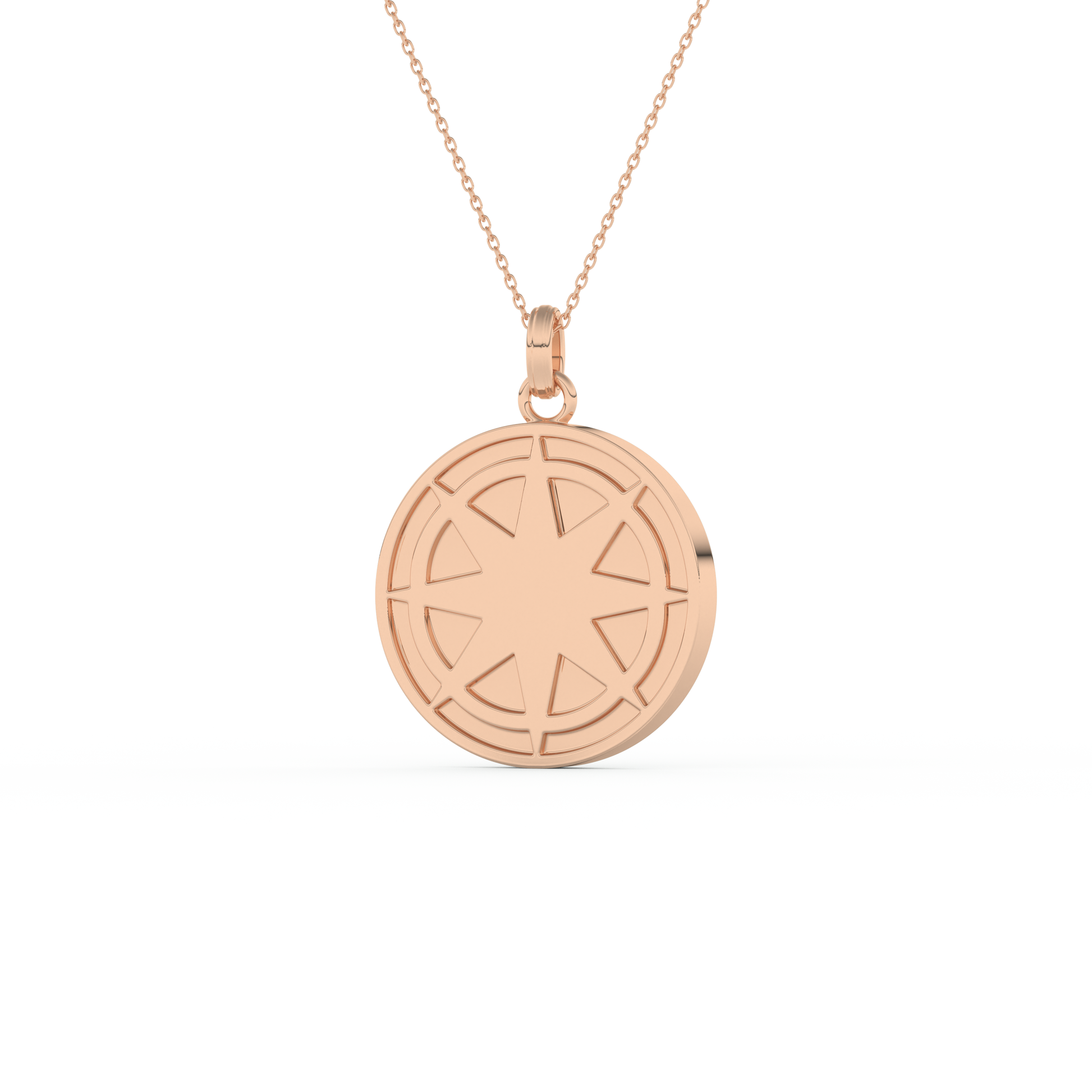 Stunning 0.09 CT Round Moissanite Diamond Compass Shaped Necklace in Solid Gold