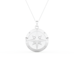 Stunning 0.09 CT Round Moissanite Diamond Compass Shaped Necklace in Solid Gold
