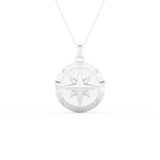Stunning 0.09 CT Round Moissanite Diamond Compass Shaped Necklace in Solid Gold