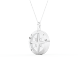 Stunning 0.09 CT Round Moissanite Diamond Compass Shaped Necklace in Solid Gold
